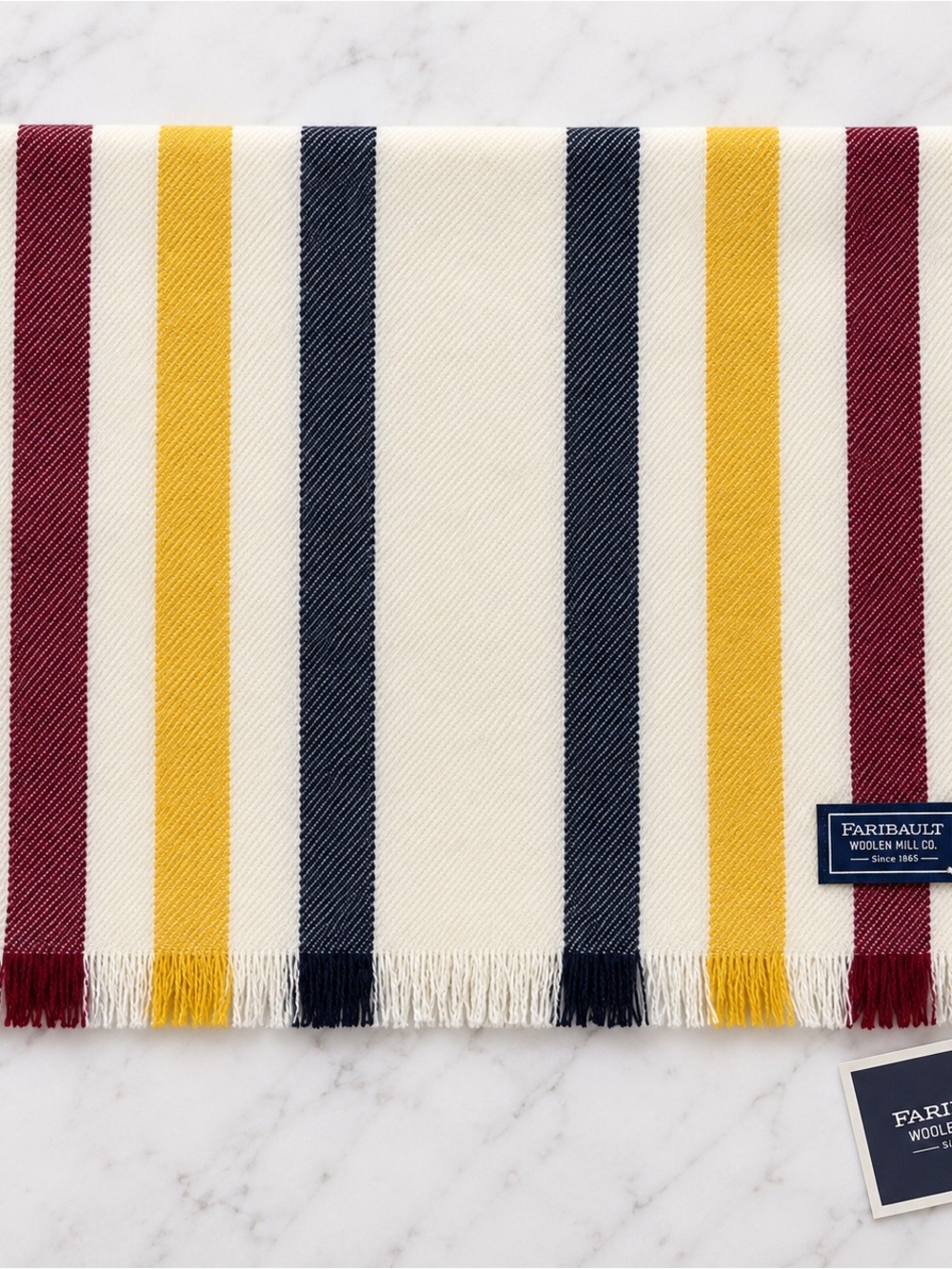 NWT Faribault Natural Revival Stripe 100% Merino Wool Scarf Scotland